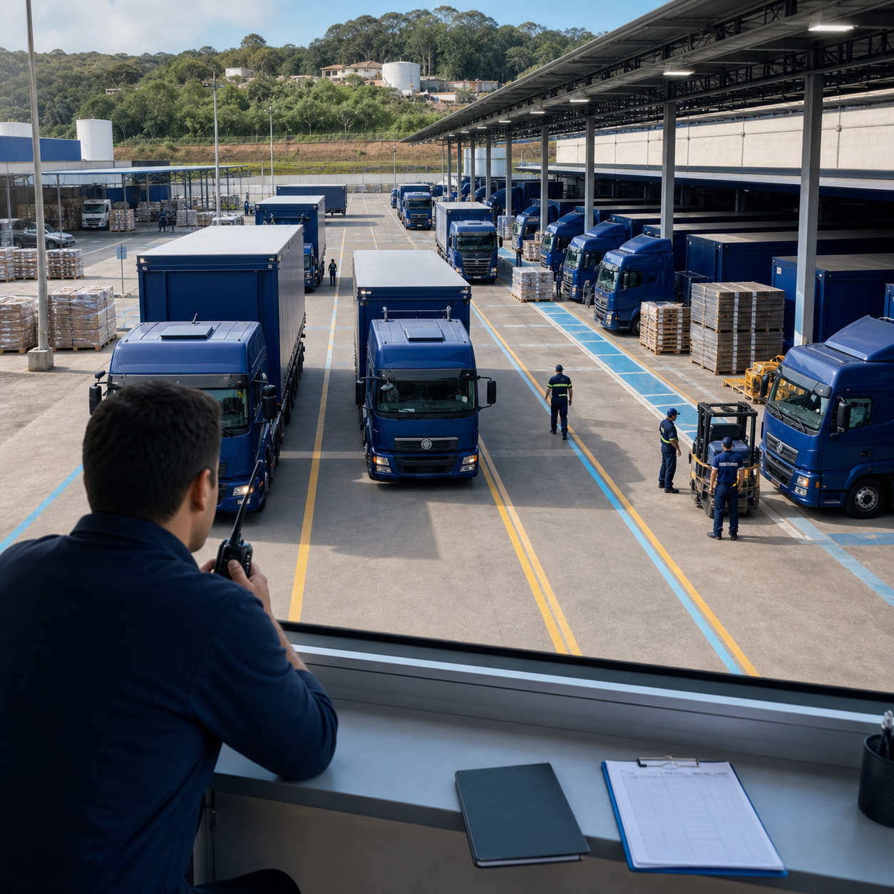 Operação de transporte organizada em um terminal logístico